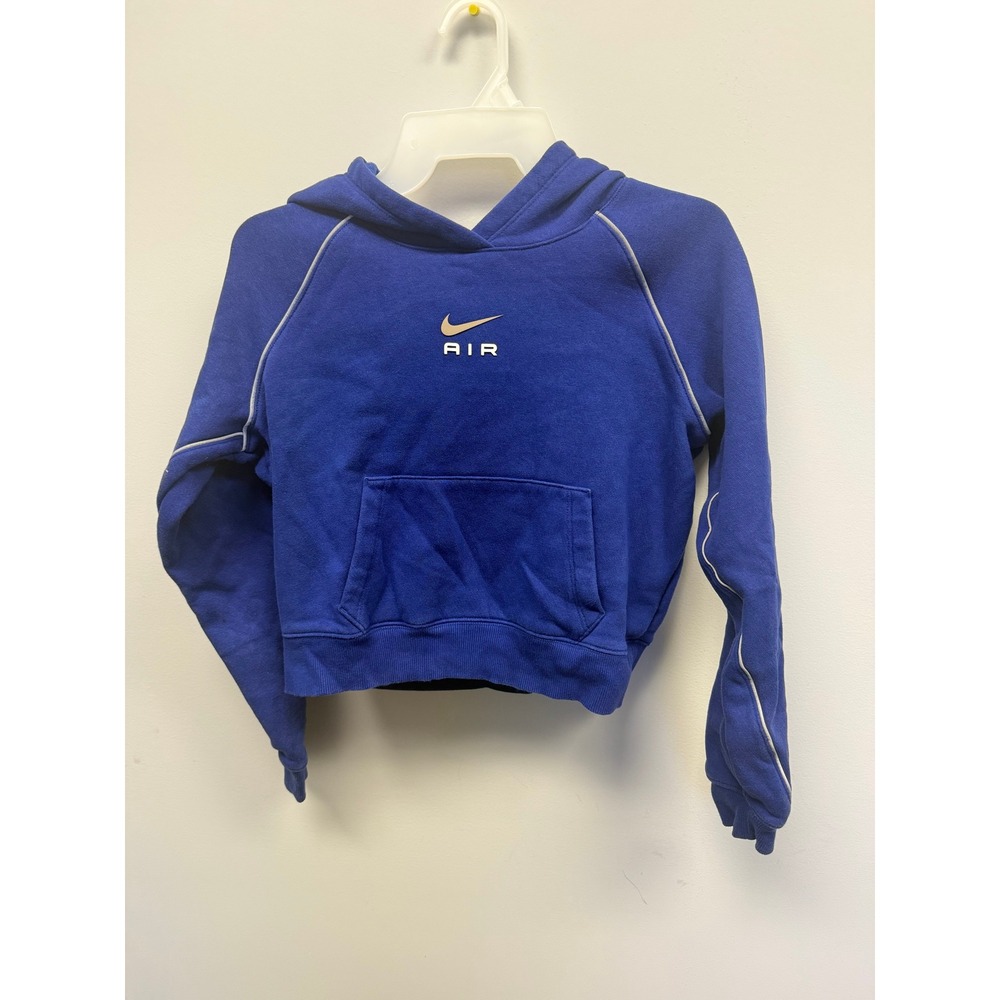 Nike Air Kids Royal Blue Cropped Pullover Hoodie Silver Swoosh Size Large L (8)